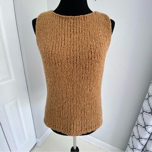 Karen Kane L thick chunky knit sweater tank top vest wool blend sleeveless brown